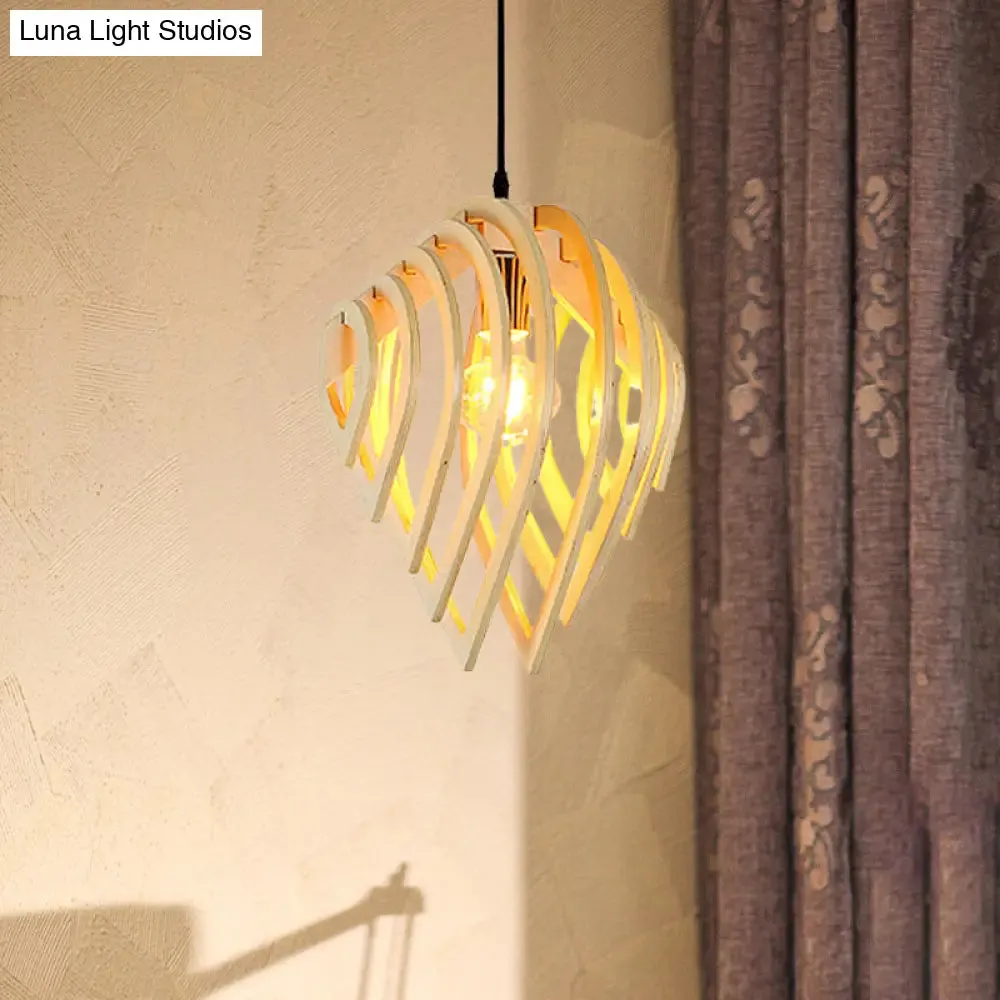 Modern Wood Water Drop Ceiling Light for Bedroom - Natural Wood Pendant Lamp