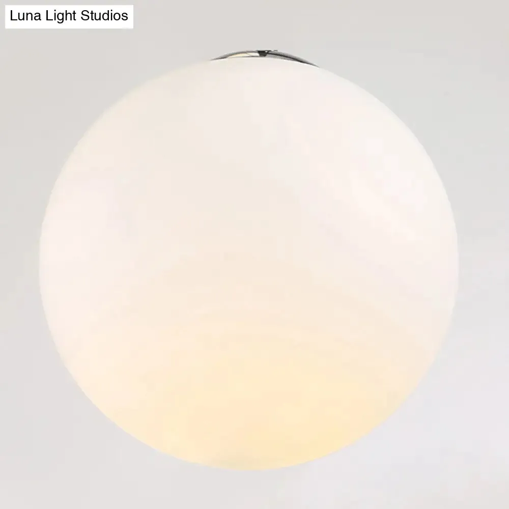 Modernist Glass Multi Light Pendant for Living Room with Orb Cream Shade and White Suspension