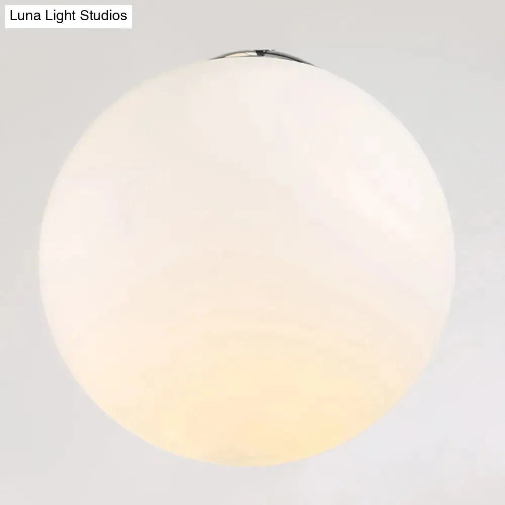 Modernist Glass Multi Light Pendant for Living Room with Orb Cream Shade and White Suspension