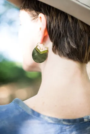 Moonshine Black Mother of Pearl and Brass Earrings