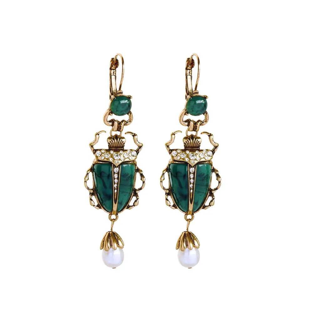 MOTHIES Green Scarab Earrings