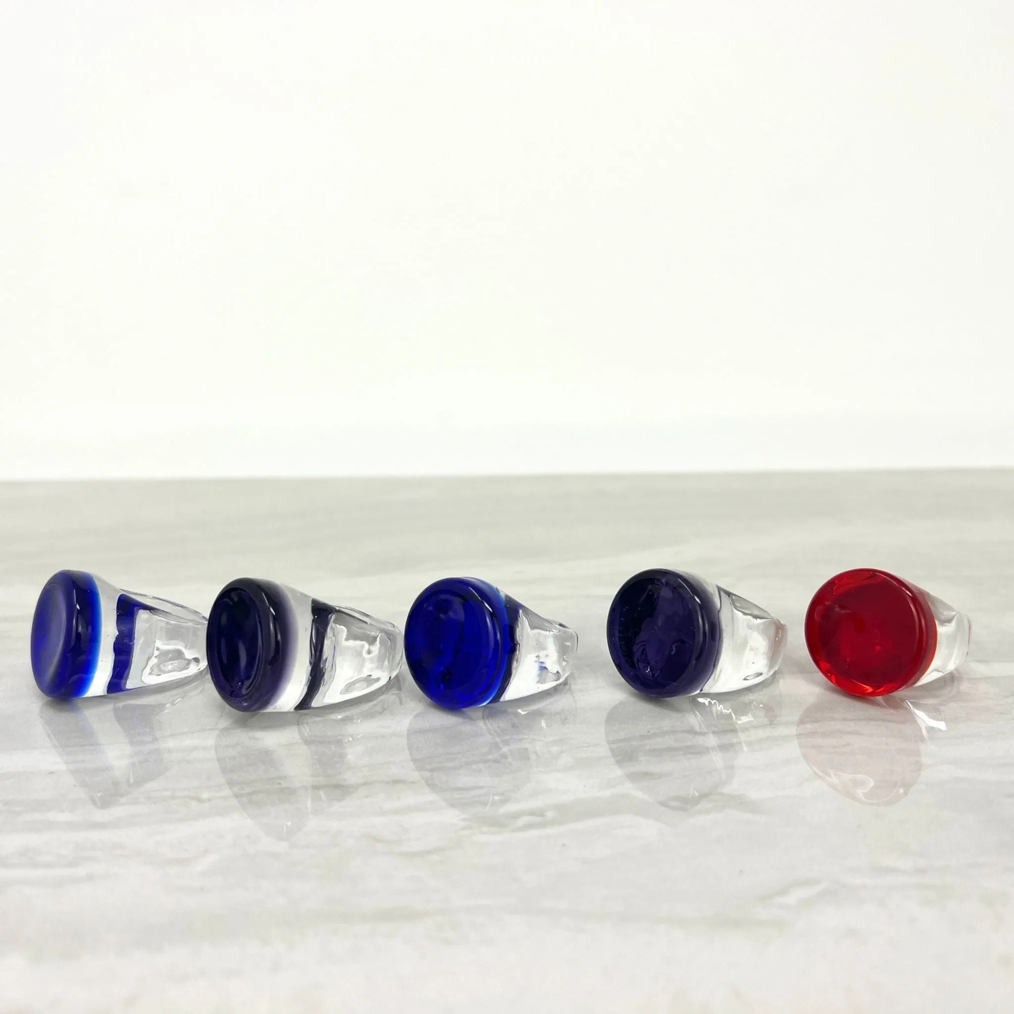 Murano Glass Statement Rings, Circle Shape, Dark Violet