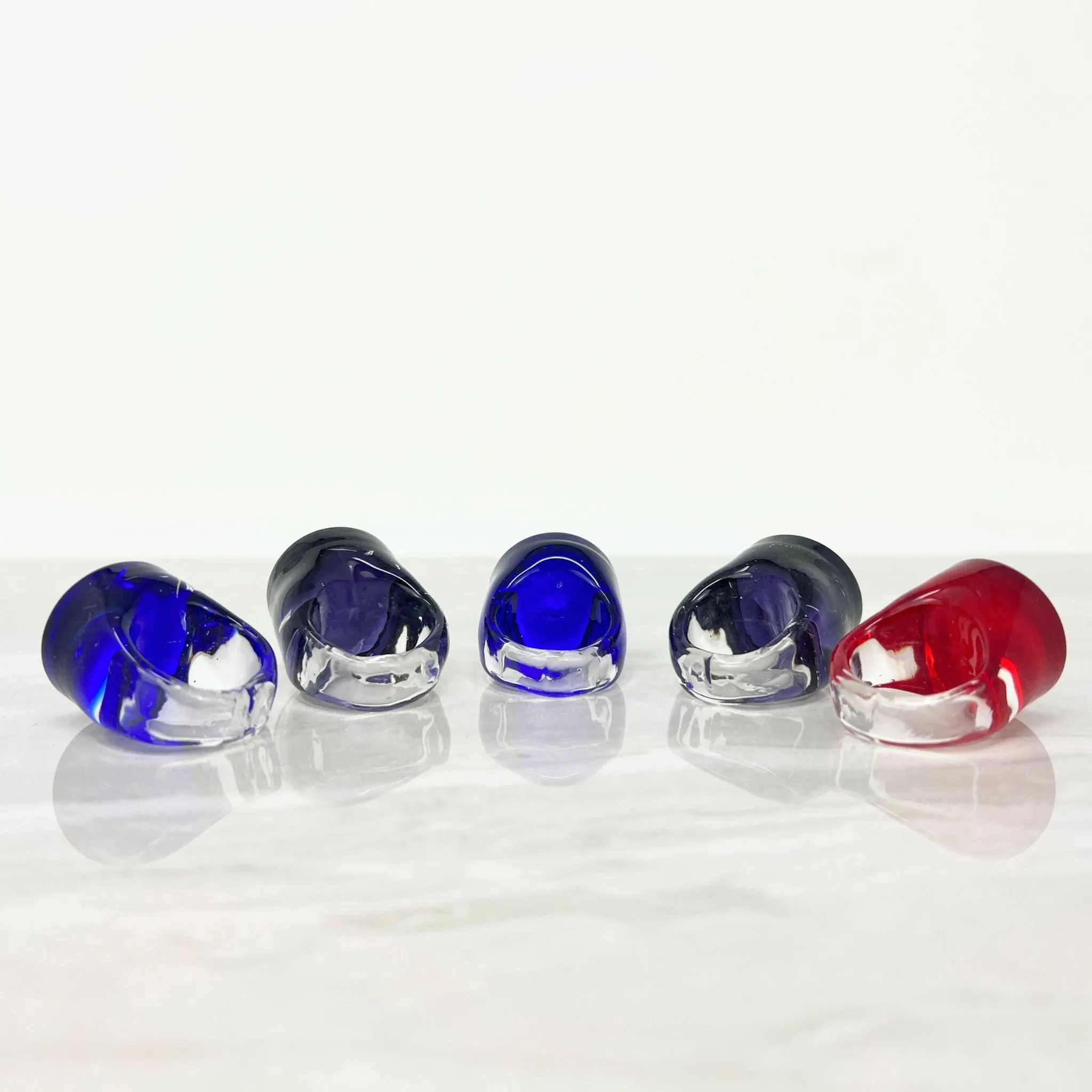 Murano Glass Statement Rings, Circle Shape, Dark Violet