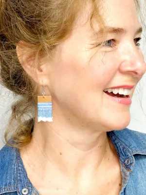 NEW! Denim Leather Earrings, Upcycled Earrings for Women, Gift for Her