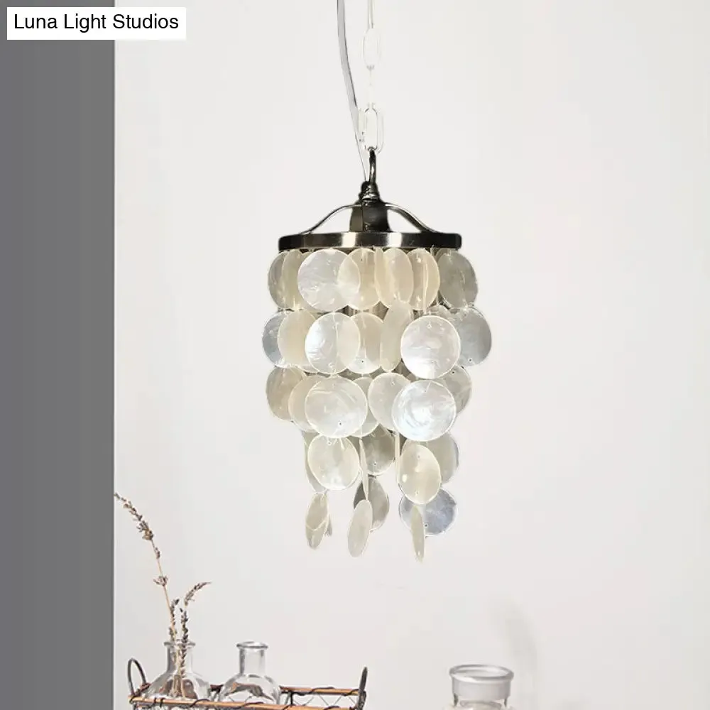 Nordic Shell Wind Chime Pendant Light - Elegant White Ceiling Light for Living Room