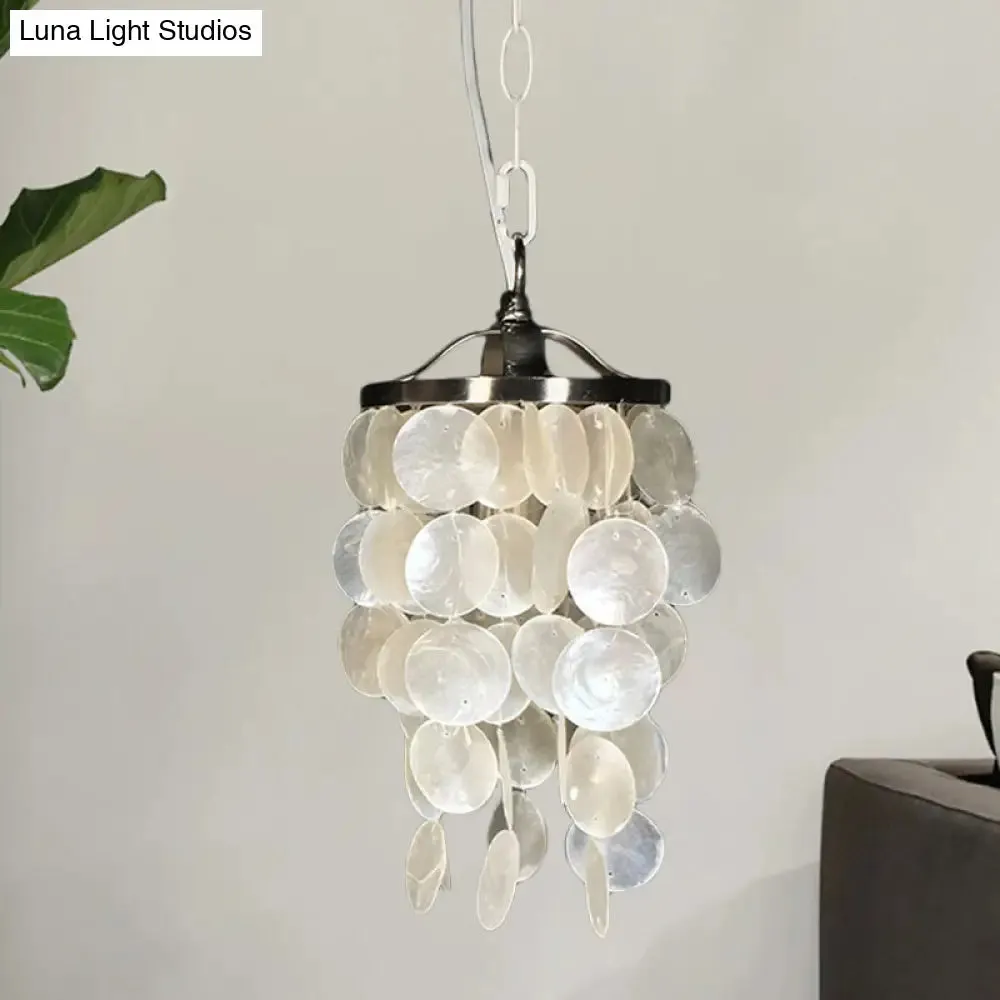 Nordic Shell Wind Chime Pendant Light - Elegant White Ceiling Light for Living Room