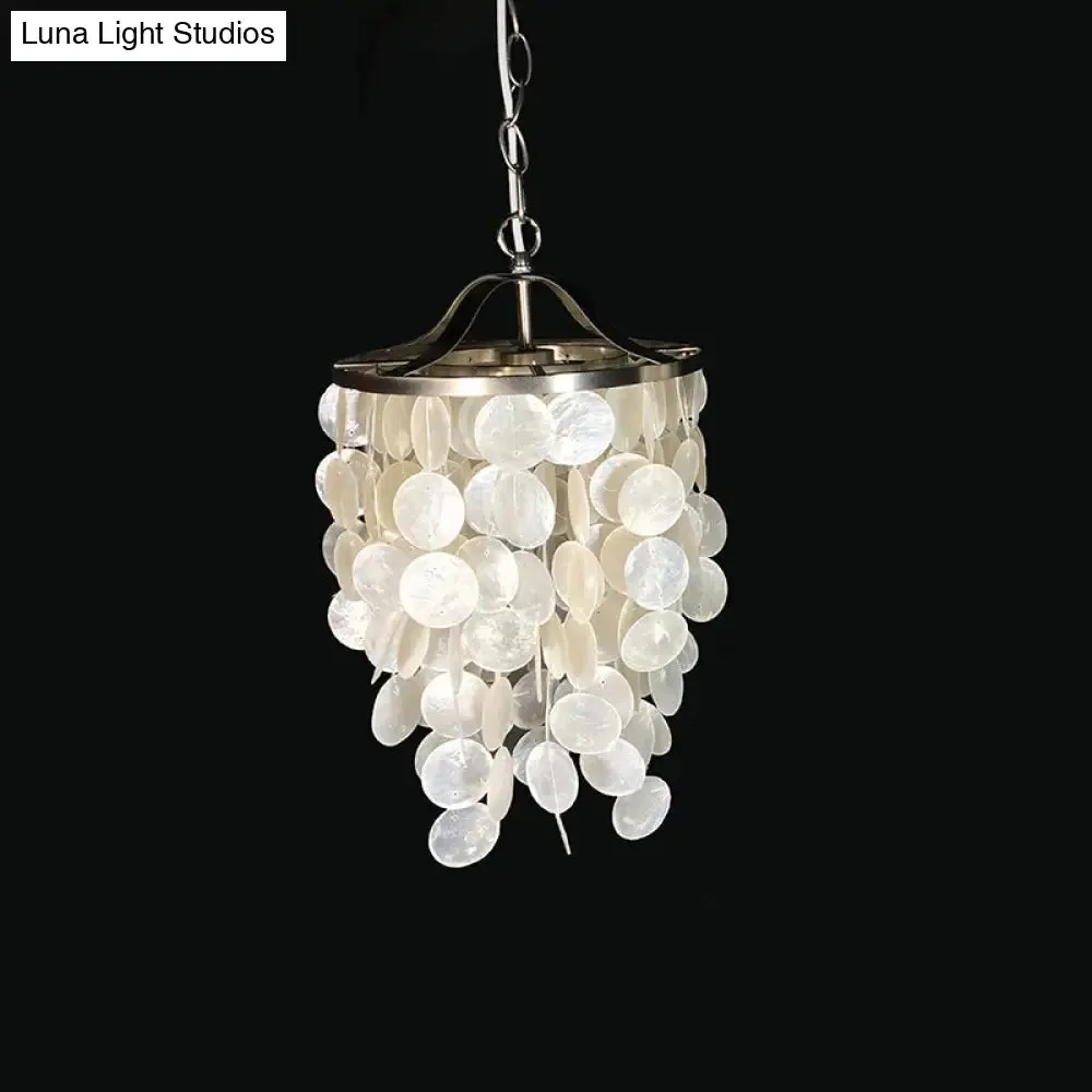 Nordic Shell Wind Chime Pendant Light - Elegant White Ceiling Light for Living Room