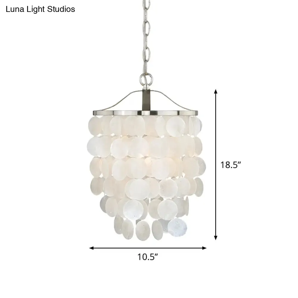 Nordic Shell Wind Chime Pendant Light - Elegant White Ceiling Light for Living Room