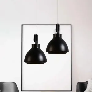 Nordic Style Metal Ceiling Pendant Light with Dome Shade for Living Room - Black/Grey