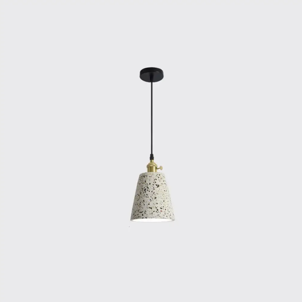 Nordic Terrazzo Geometric Pendant Light with Single White Bulb