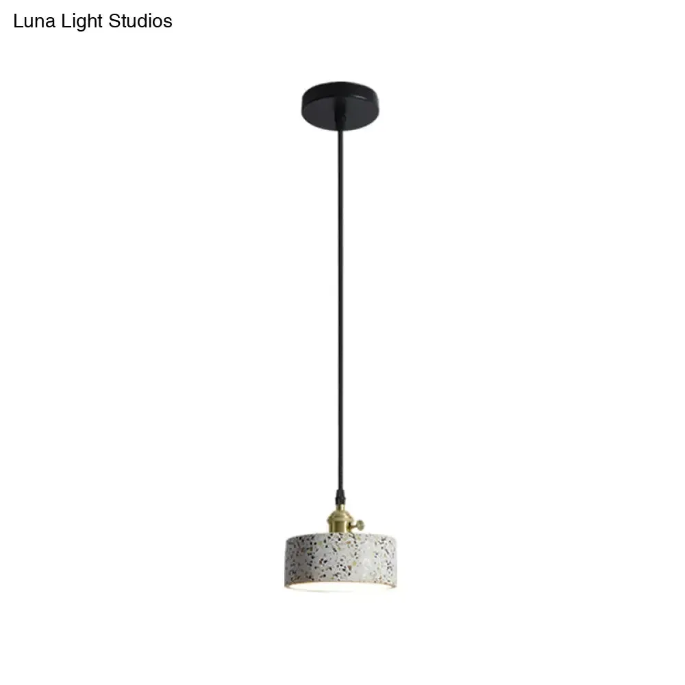 Nordic Terrazzo Geometric Pendant Light with Single White Bulb