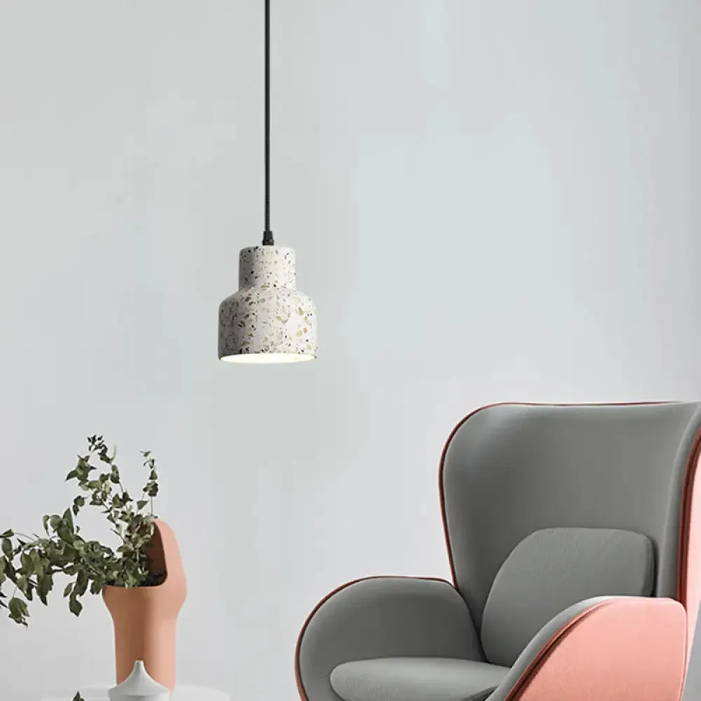 Nordic Terrazzo Geometric Pendant Light with Single White Bulb