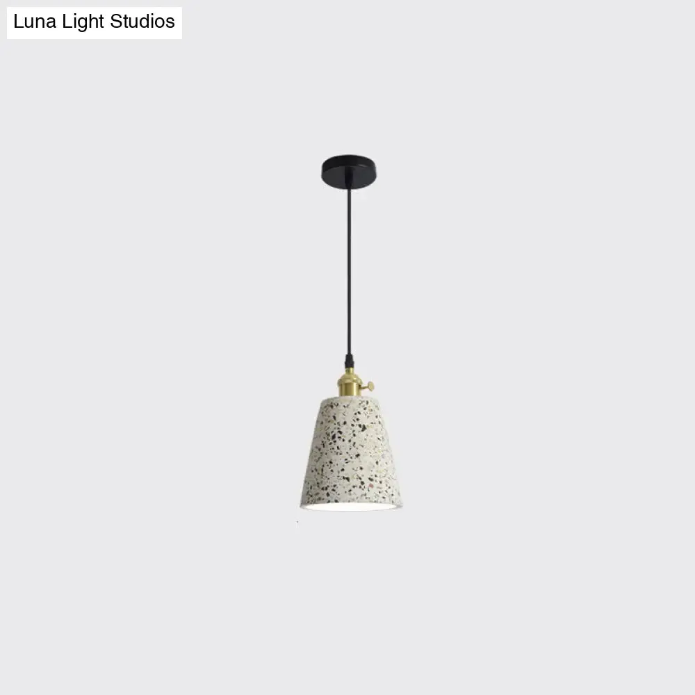 Nordic Terrazzo Geometric Pendant Light with Single White Bulb