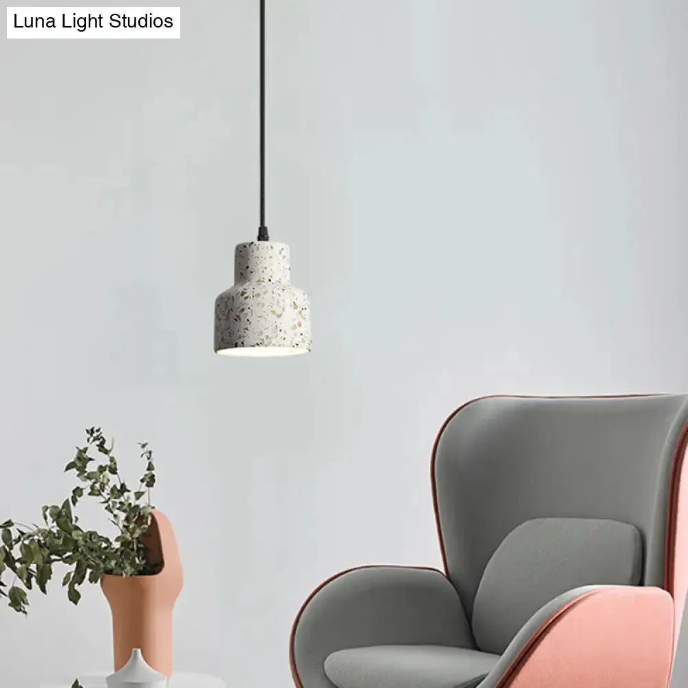 Nordic Terrazzo Geometric Pendant Light with Single White Bulb