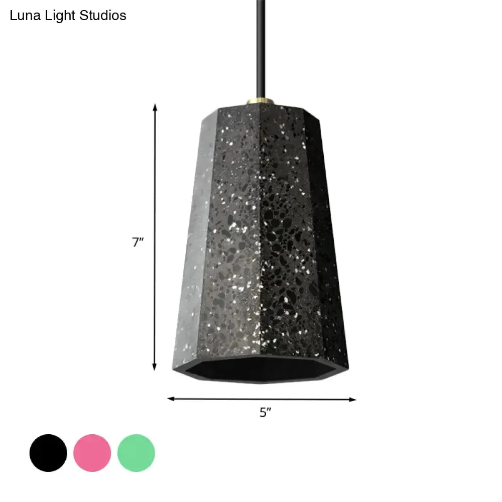 Nordic Terrazzo Pendant Light Kit - Polygon Ceiling Lamp with 1 Head in Black/Red/Green