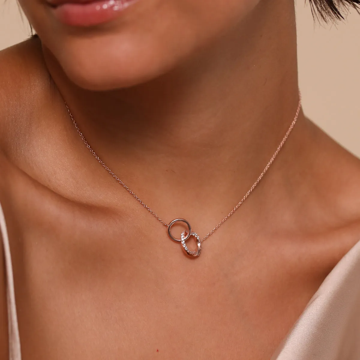 Orbit Crystal Chain Necklace in Rose Gold