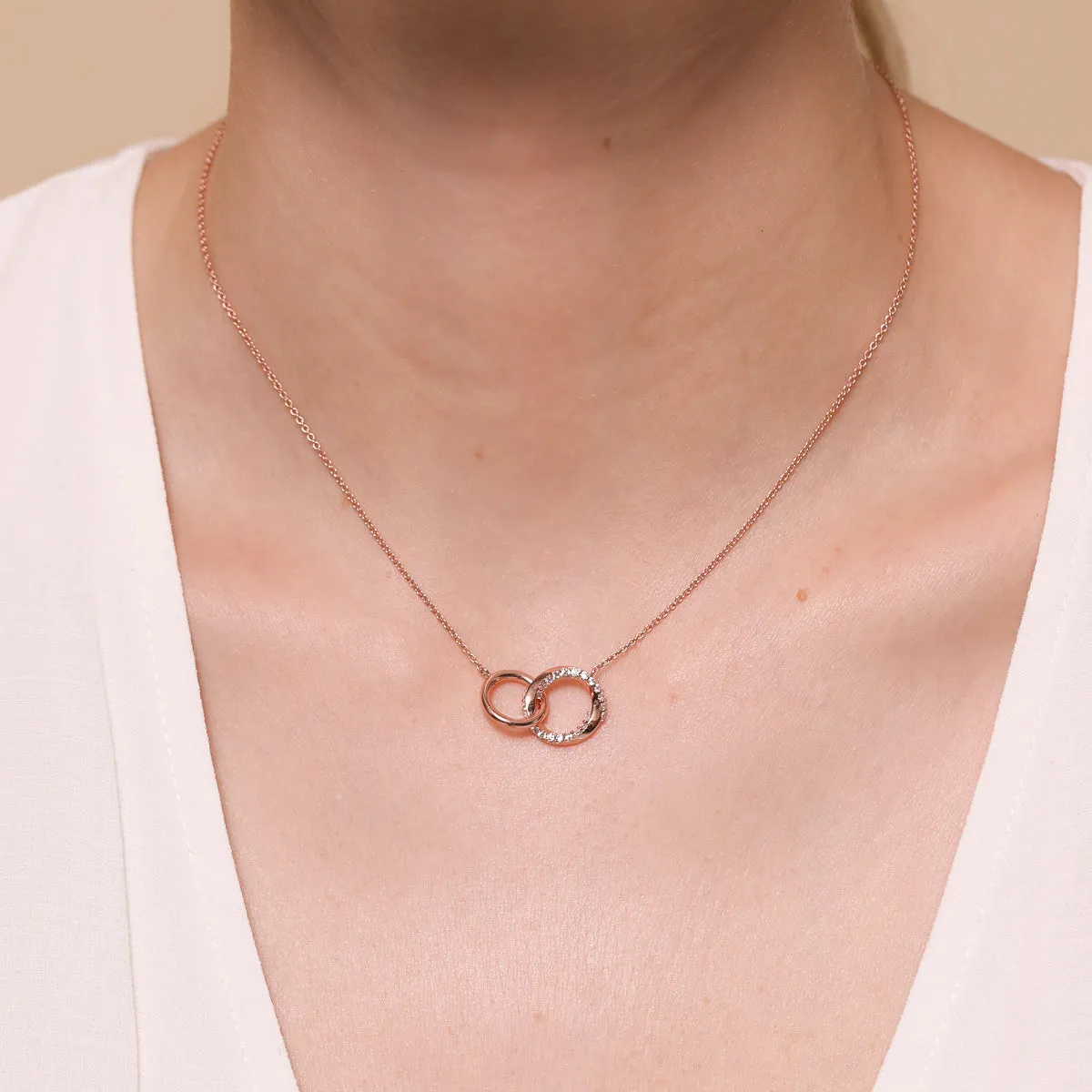 Orbit Crystal Chain Necklace in Rose Gold