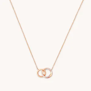 Orbit Crystal Chain Necklace in Rose Gold