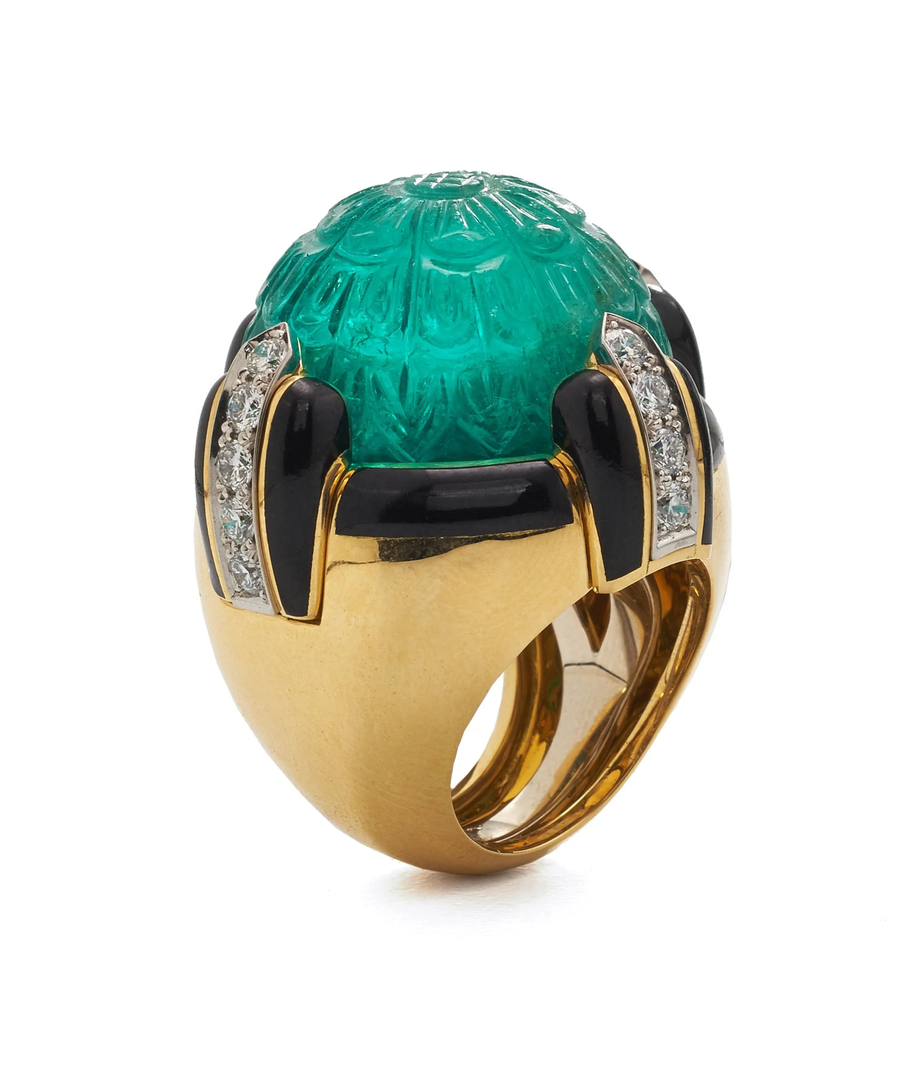 Pantheon Ring, Carved Emerald