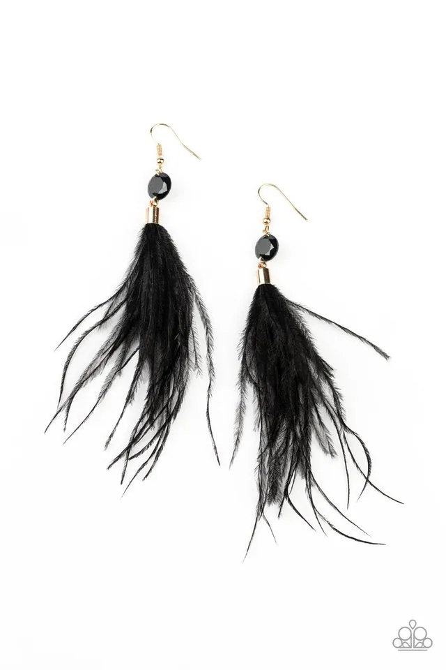 Paparazzi Earring ~ Feathered Flamboyance - Gold