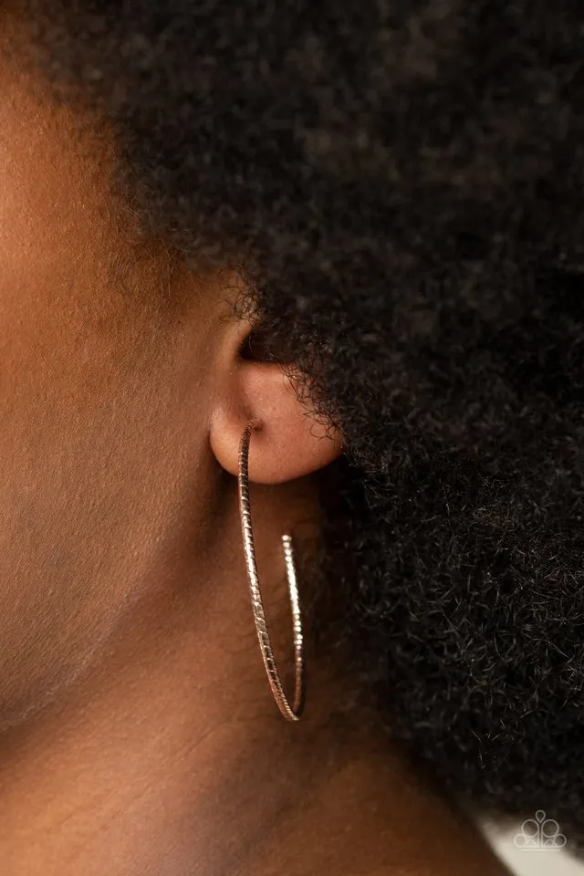 Paparazzi Earring ~ Inclined To Entwine - Rose Gold