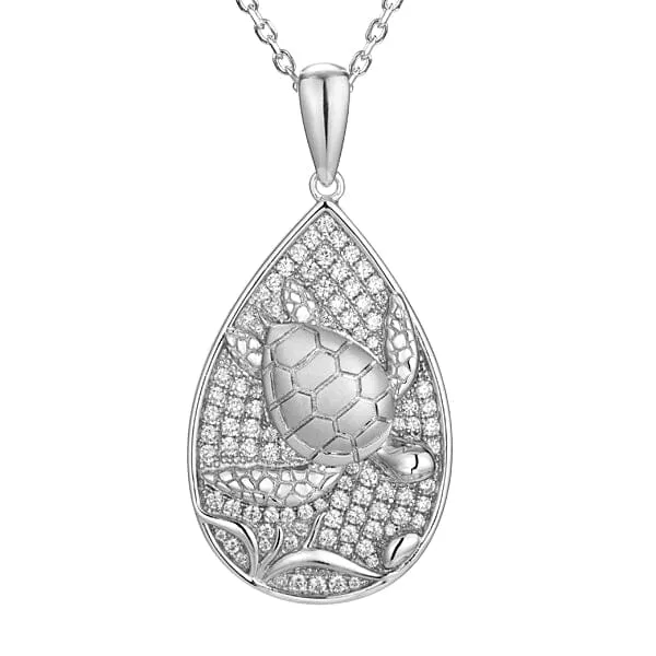 Pavé Honu Teardrop Pendant