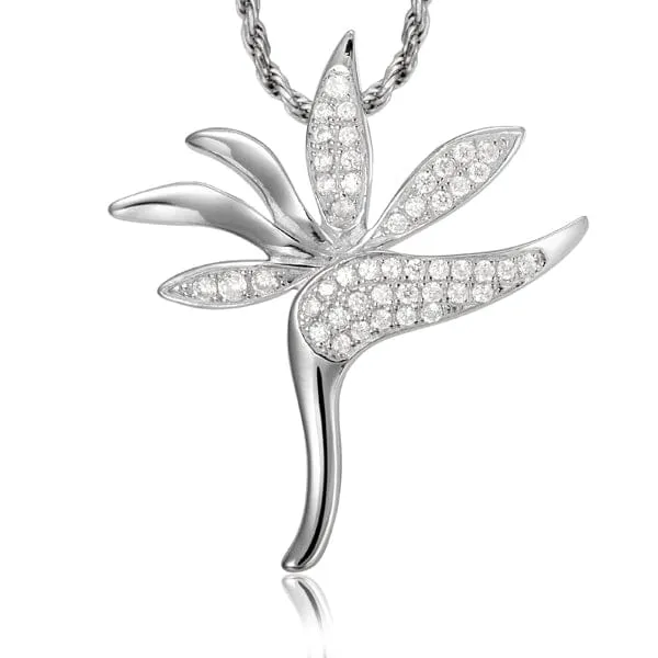 Pavé Tropical Bird of Paradise Pendant