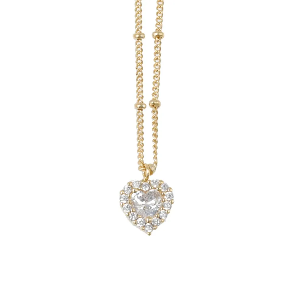 Pave Heart Short Necklace