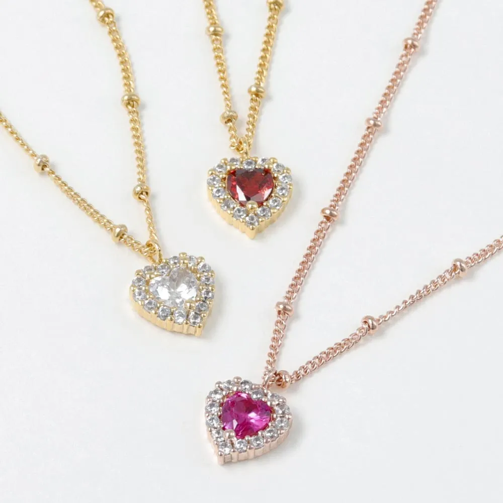 Pave Heart Short Necklace