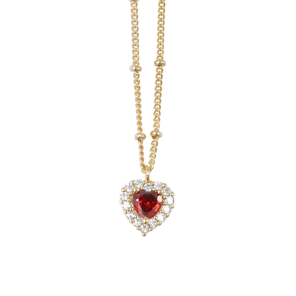 Pave Heart Short Necklace