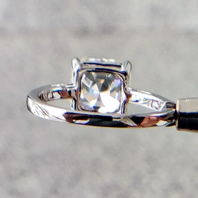 Platinum Plated Silver Solitiare Moissanite Ring 2ct