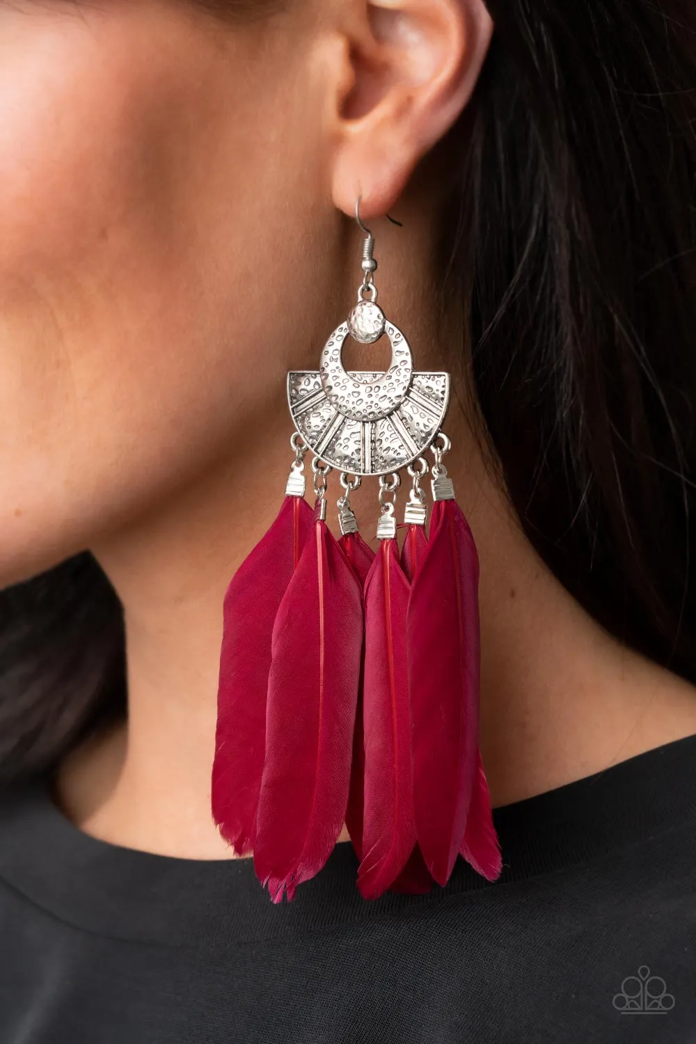 Plume Paradise - Red Paparazzi Earrings