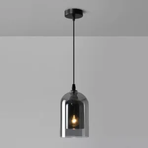 Postmodern Dual Cloche Pendant Bedroom Light with Blown Glass