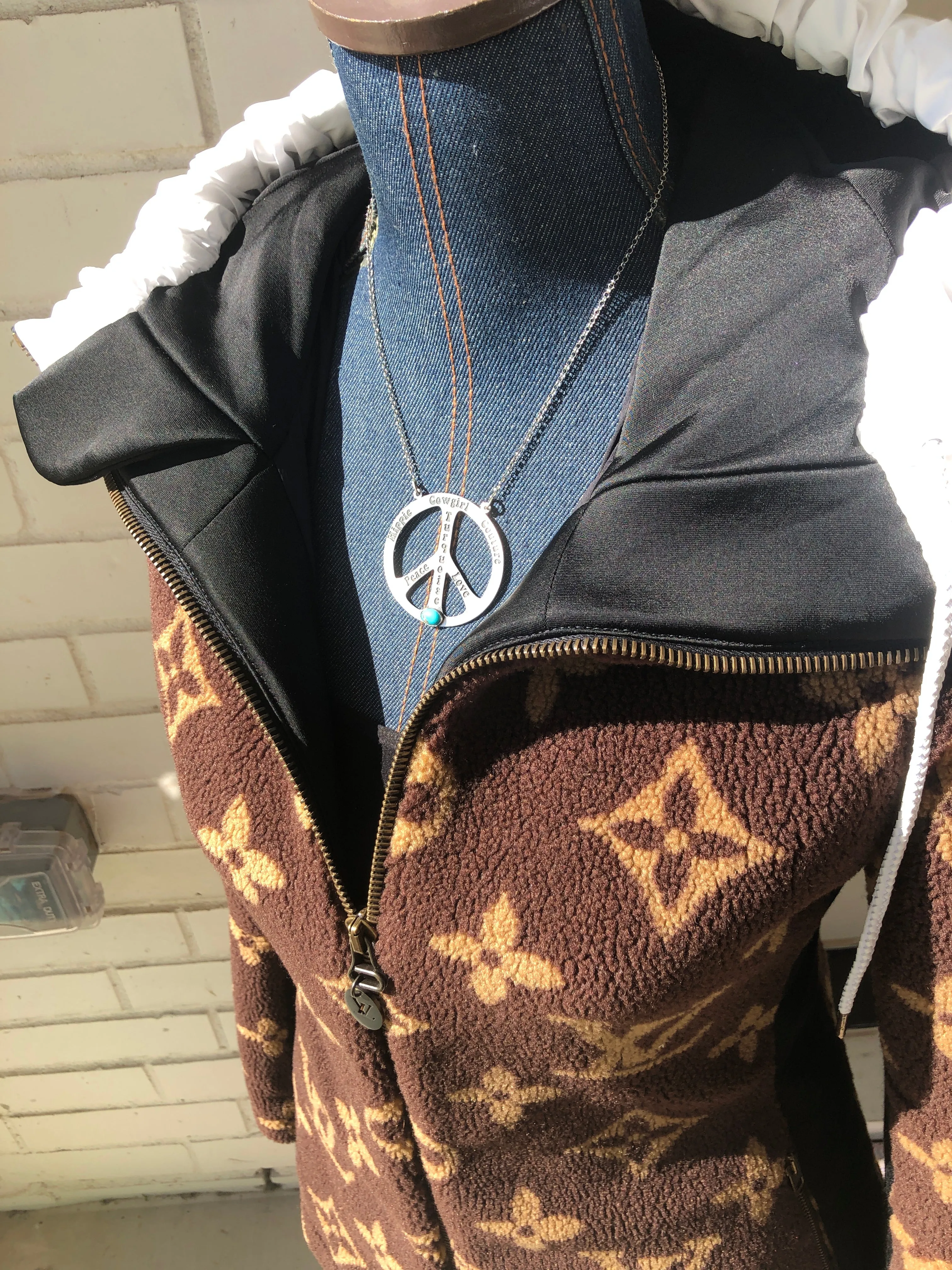 "HCC Peace Sign" Necklace with Kingman Turquoise