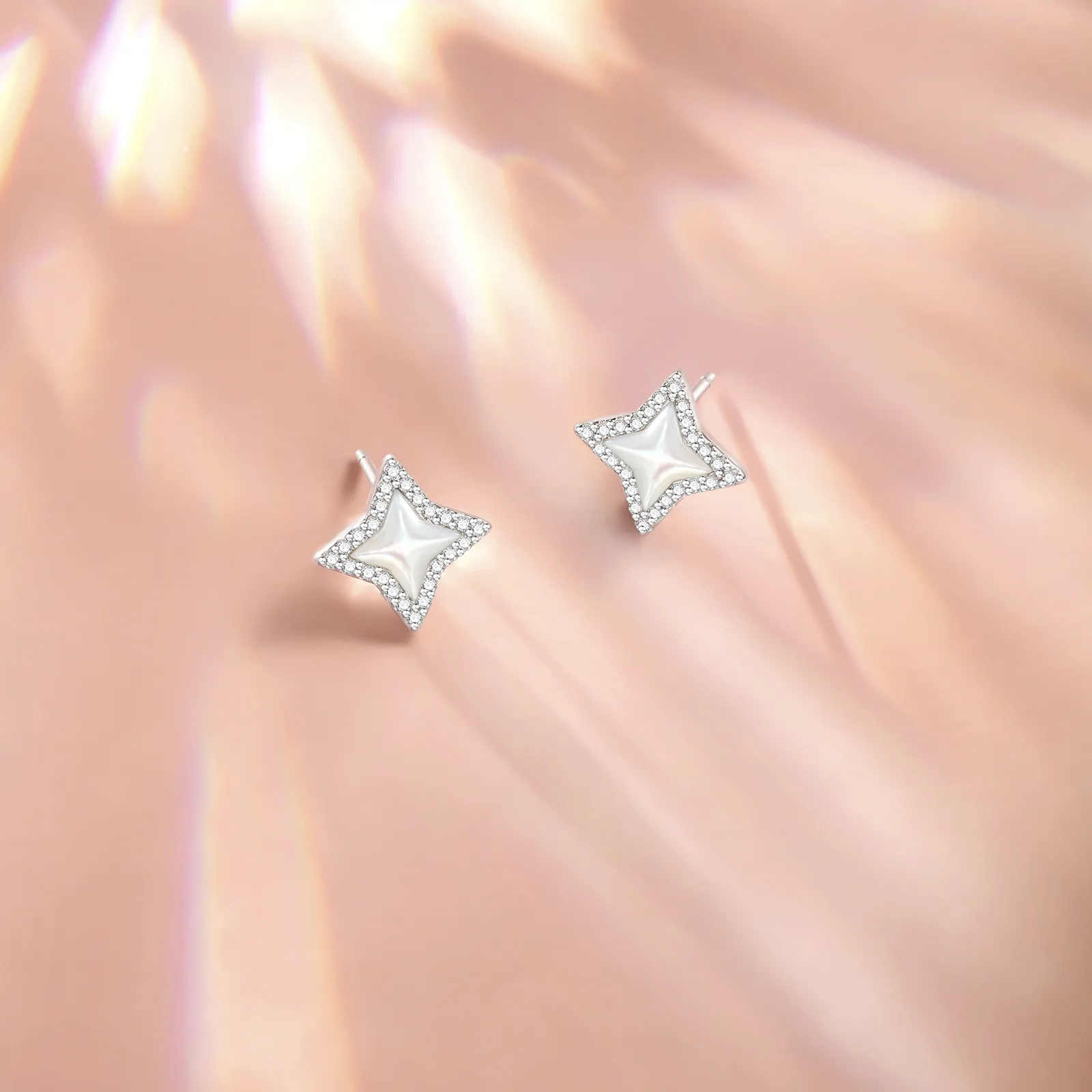 "Starlit Melody" Sterling Silver White Pearl Earrings