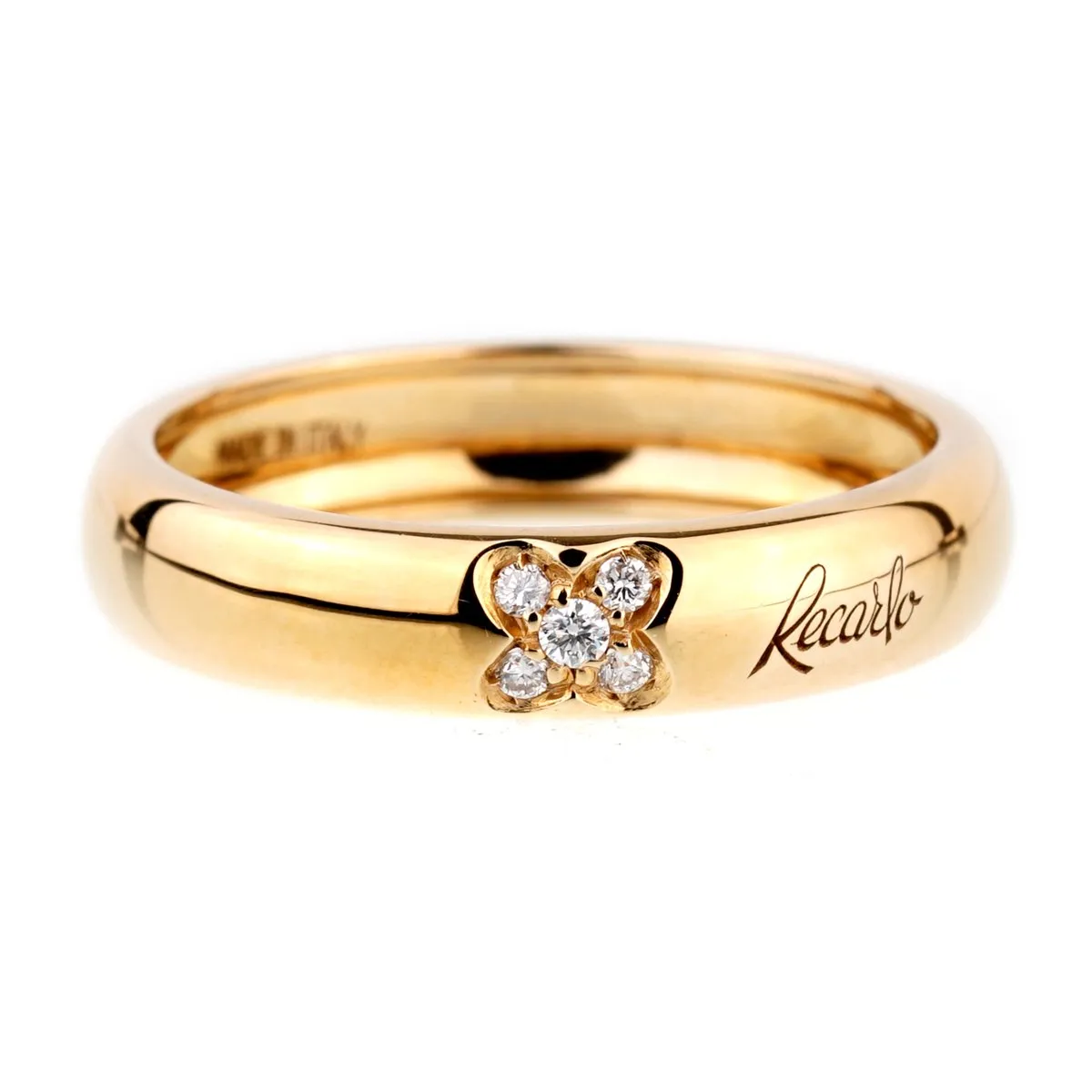 Recarlo Clover Diamond Yellow Gold Ring