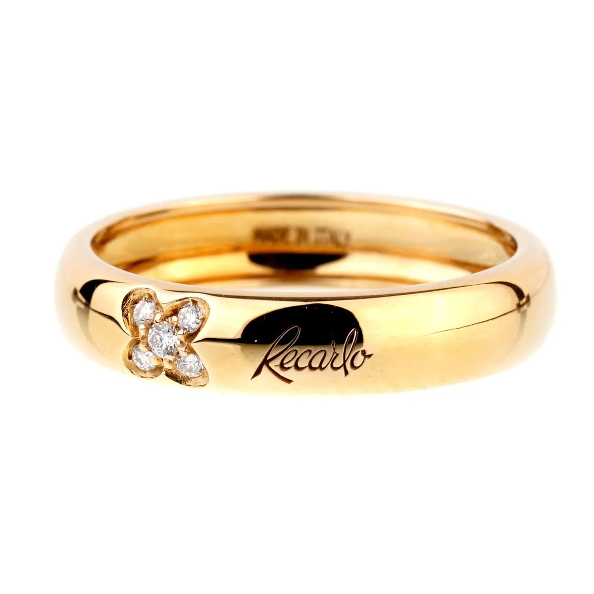 Recarlo Clover Diamond Yellow Gold Ring