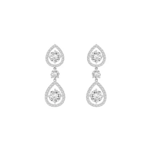 Regalia: Silver rhodium plated with 6.5mm 100 facets CZ victoria teardrop earrings