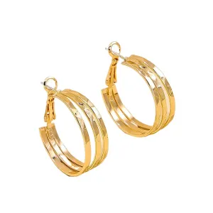 Retro Chic Metal Earrings with Unique Circle Design - Vienna Verve Collection