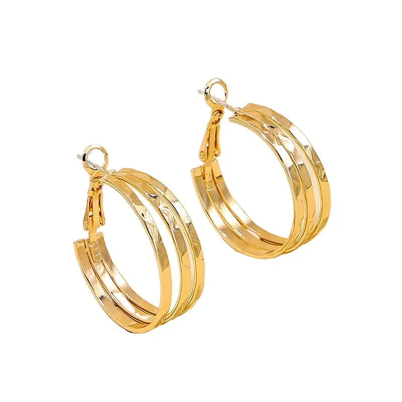 Retro Chic Metal Earrings with Unique Circle Design - Vienna Verve Collection