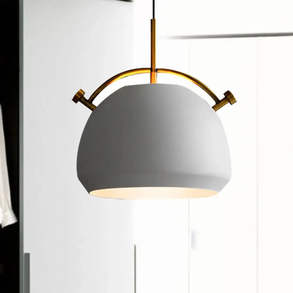 Retro Dome Shade Hanging Ceiling Light - Stylish Metal Pendant Lamp for Table - 10"/11"/13" Width - Black/White - 1 Bulb