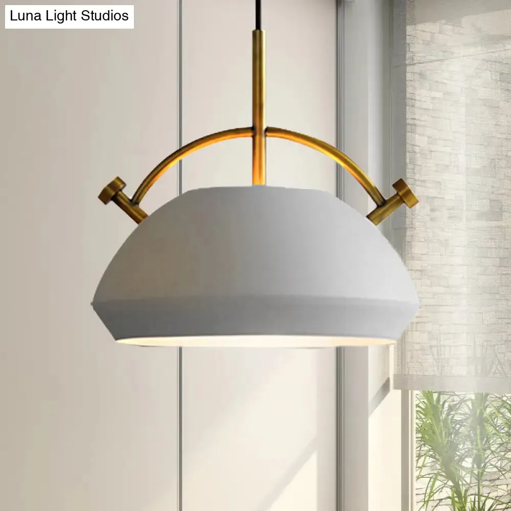 Retro Dome Shade Hanging Ceiling Light - Stylish Metal Pendant Lamp for Table - 10"/11"/13" Width - Black/White - 1 Bulb