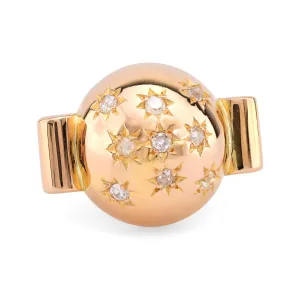 Retro French Diamond 18K Rose Gold Constellation Ball Ring