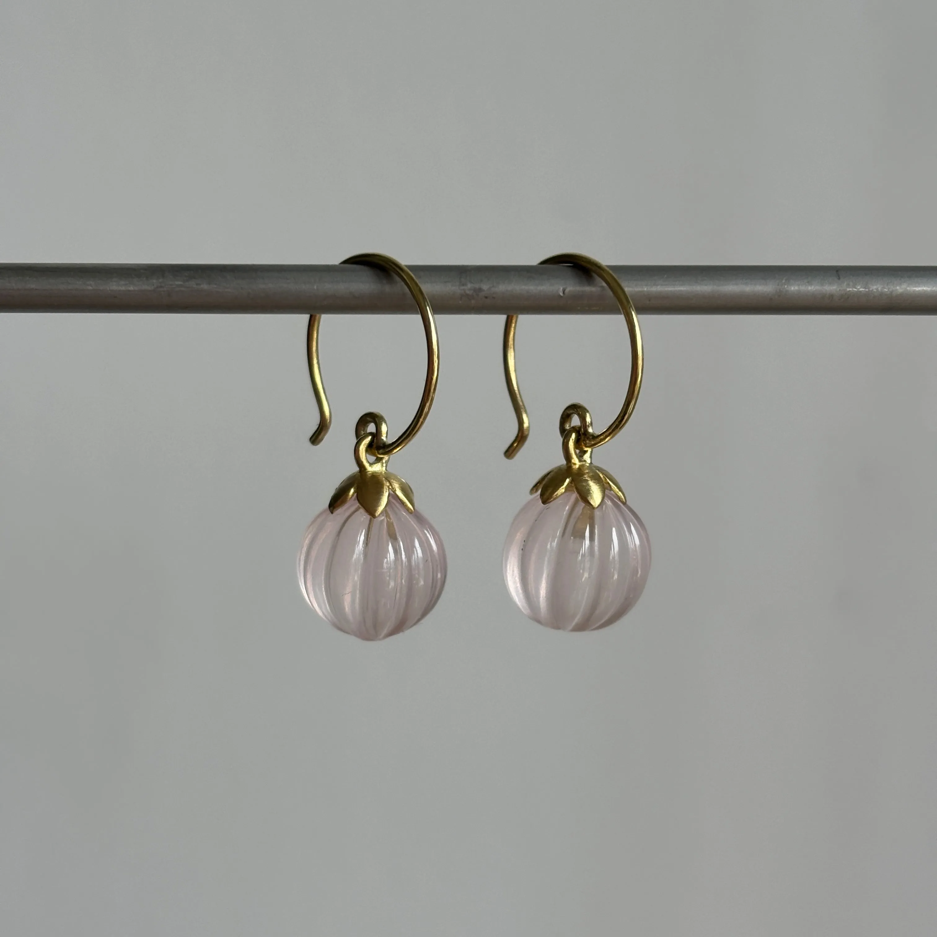 Rose Quartz Lotus Earrings