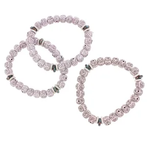 Round Acrylic Bead Bracelet - 53mm - Speckled White - 1 Bracelet - BB052