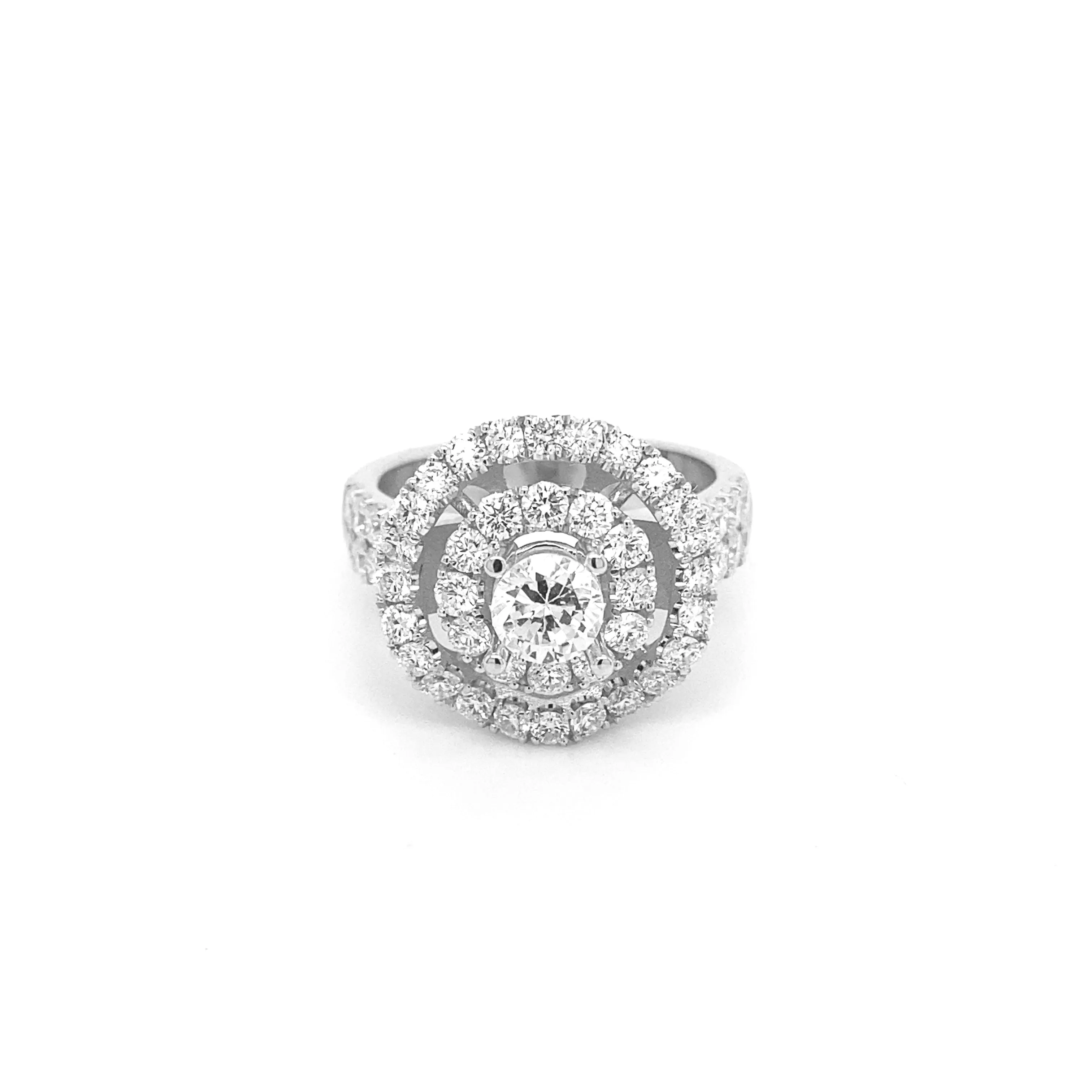 Round Layer Diamond White Gold Ring R012N