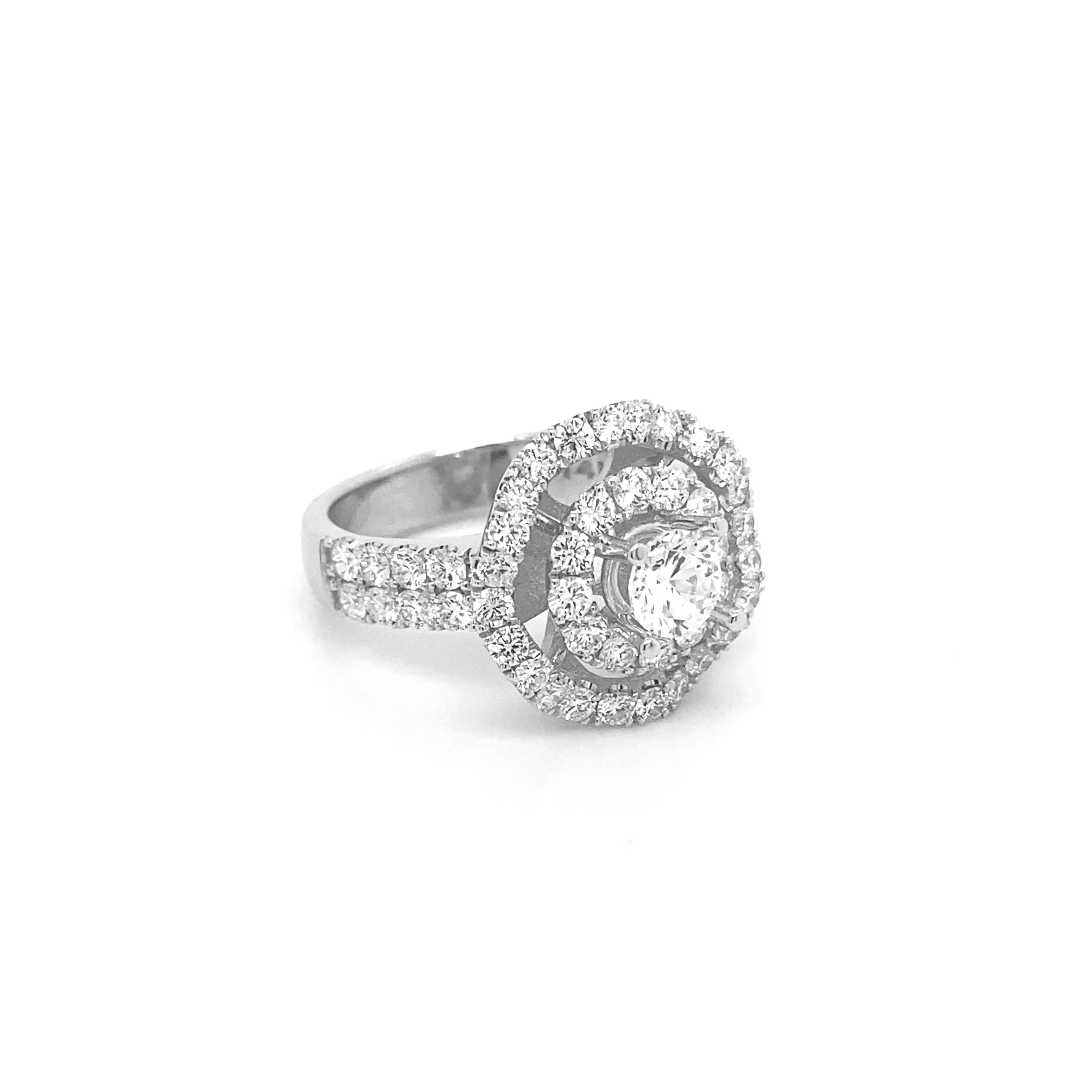 Round Layer Diamond White Gold Ring R012N