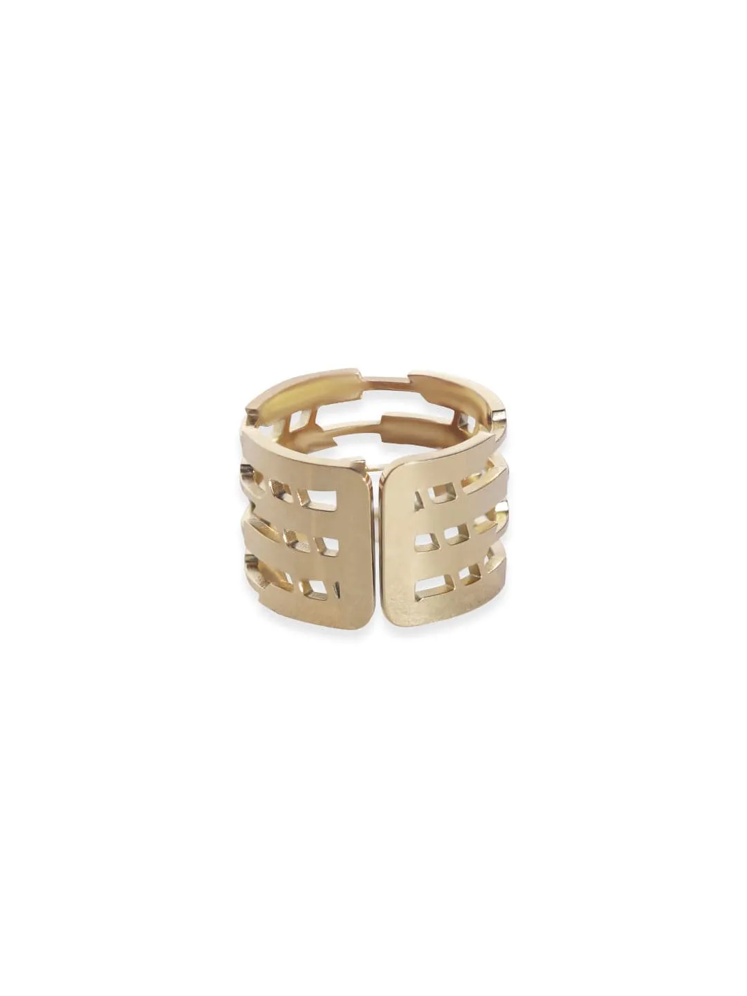 Rubans Voguish 22K Gold plated Stainless Steel Waterproof Contemprory layered textured Tarnish free Ring