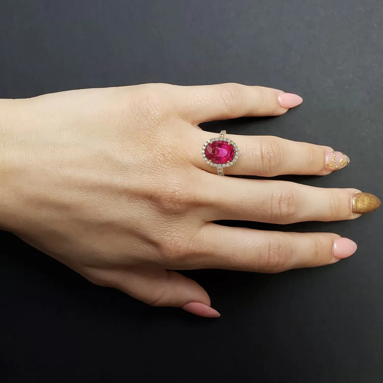 Rubellite Diamond Ring