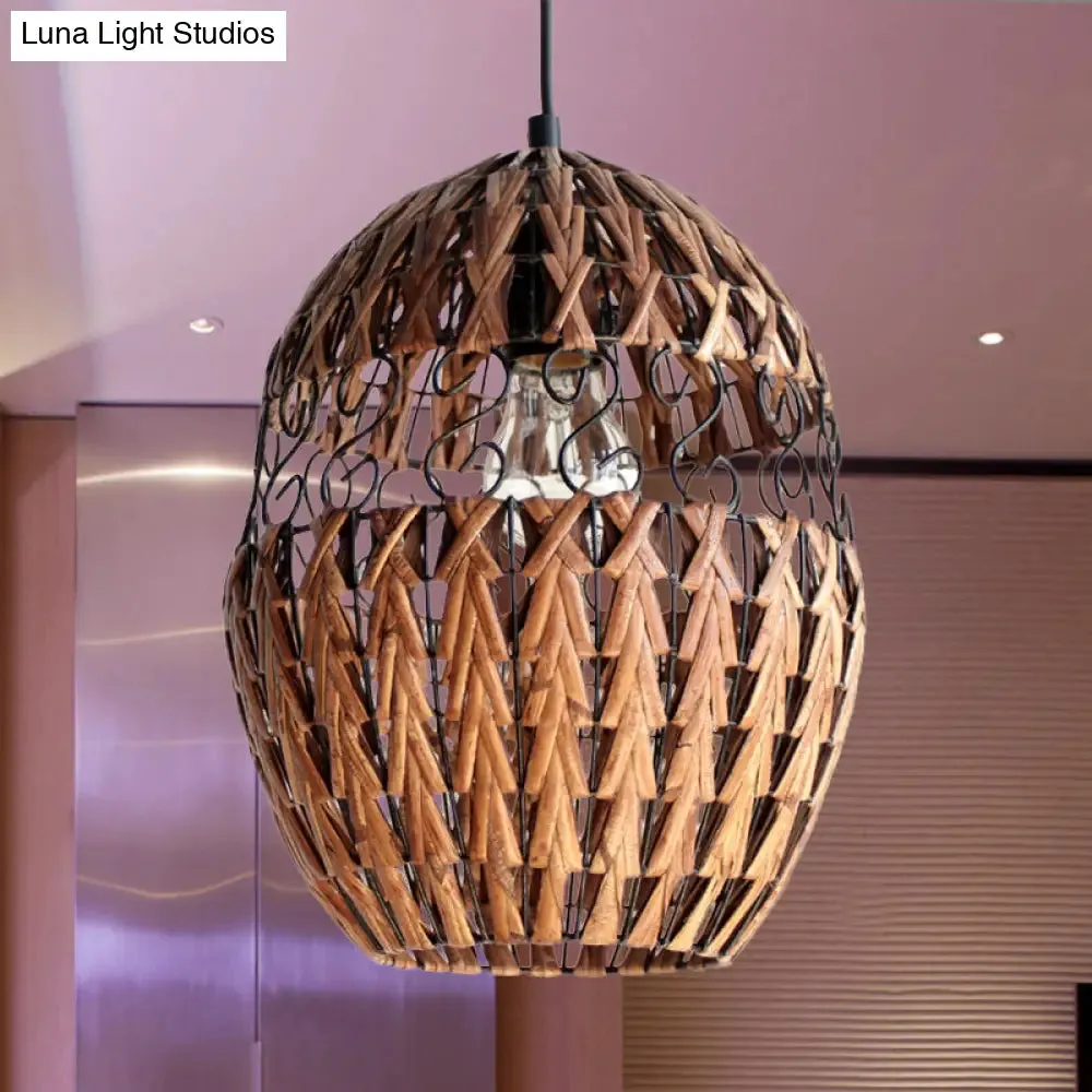 Rustic Rattan Hanging Ceiling Light & Pendant Lamp for Living Room